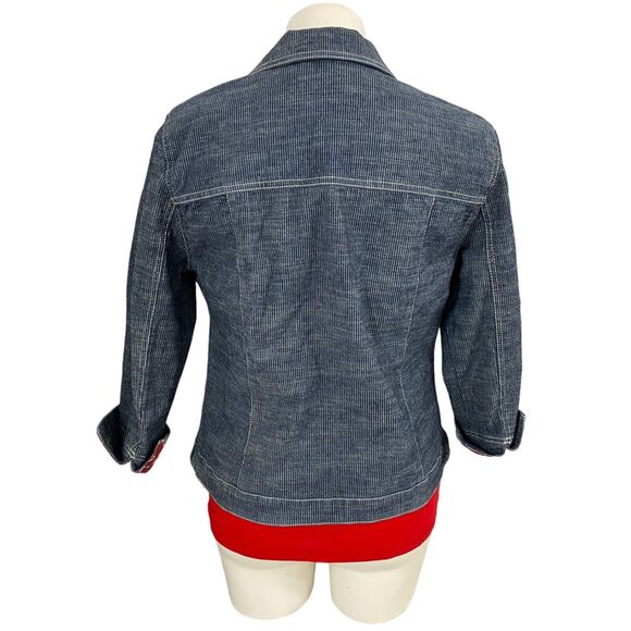 Sag Harbor Sports Jacket Blazer Womens 6P Railroad Blue Flip Cuff Utility - Picture 2 of 16